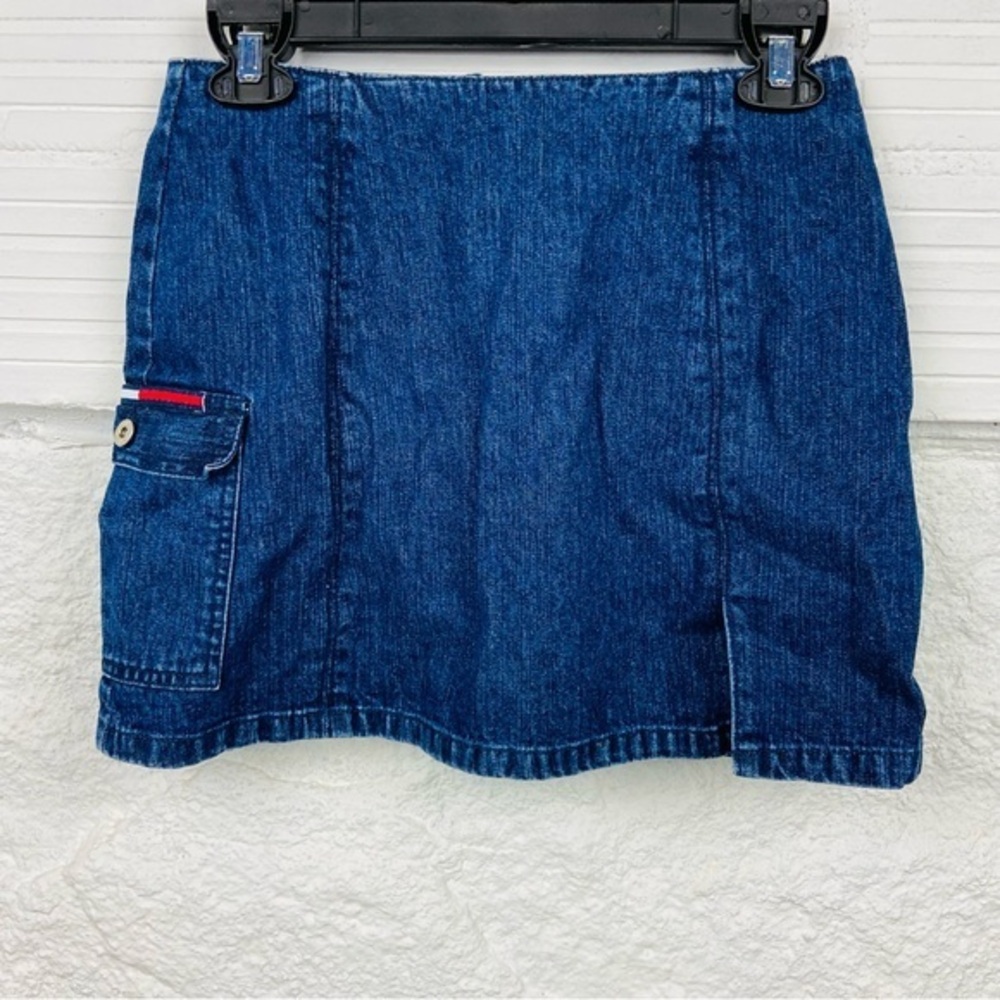TOMMY JEANS denim jean Y2K cotton slit pocket mini skirt size 3